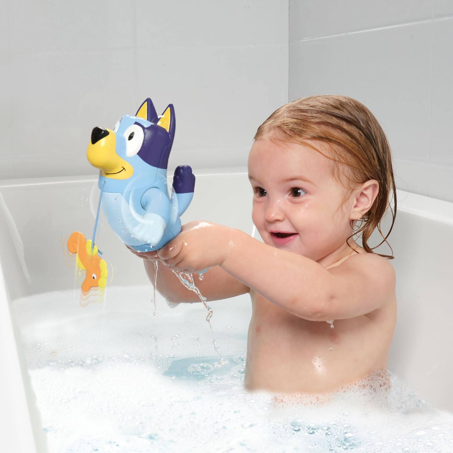 Tomy Toomies Swimming Bluey - Toddler Bath Bluey Toy with Pull String Seahorse, Swims on Front and Back - Interactive Water Play Bluey Toys - Baby Bath Toys and Swimming Pool Toys for +18 Months Old image number 1