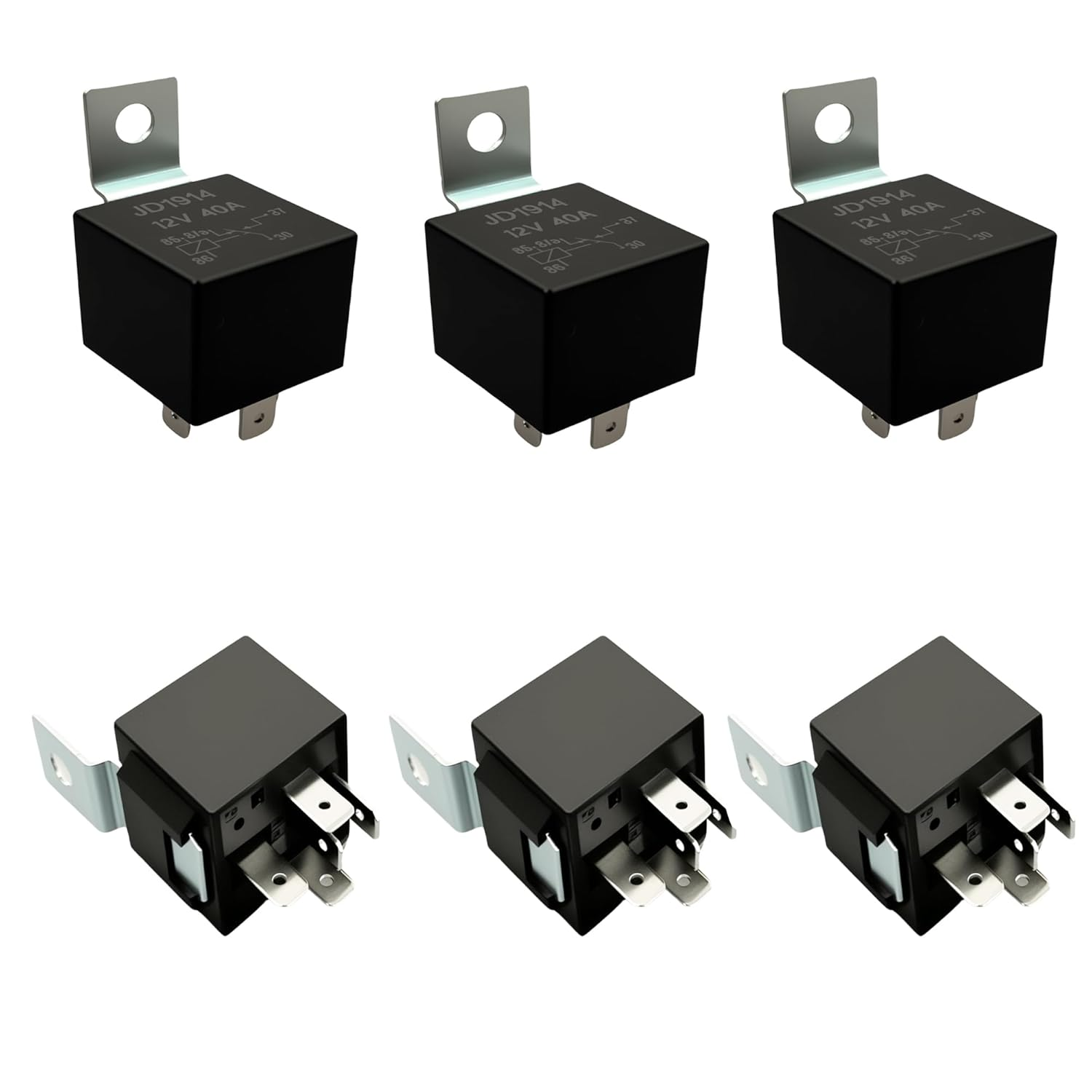 6 Pack 12V DC 40 AMP Waterproof 5-PIN SPDT Electric Car Relay,Efgtek Heavy Duty 5-PIN SPDT Style Automotive Relay for Automotive Truck Boat Marine image number 3