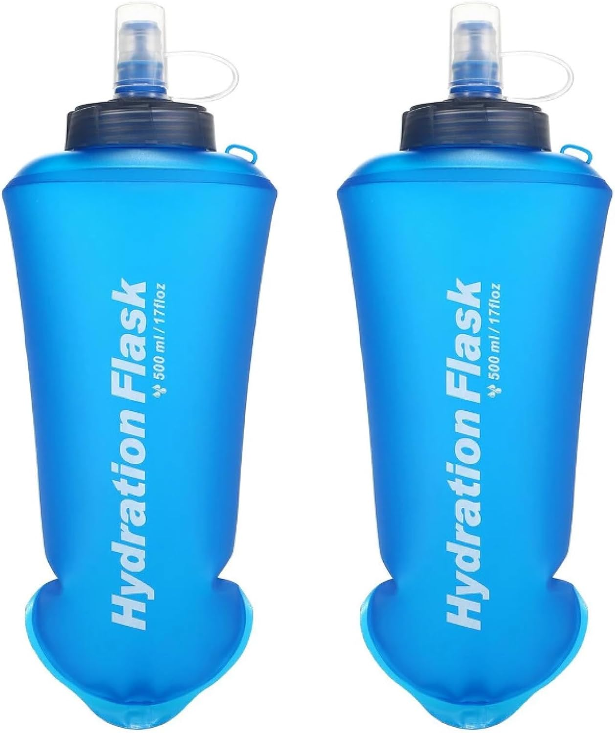 TRIWONDER Hydration Bladder Water Bottle BPA Free Foldable Water Reservoir Hydration Pack for Bicycling Hiking Camping Backpack (500Ml/16.9Oz - Blue - Pack of 2)