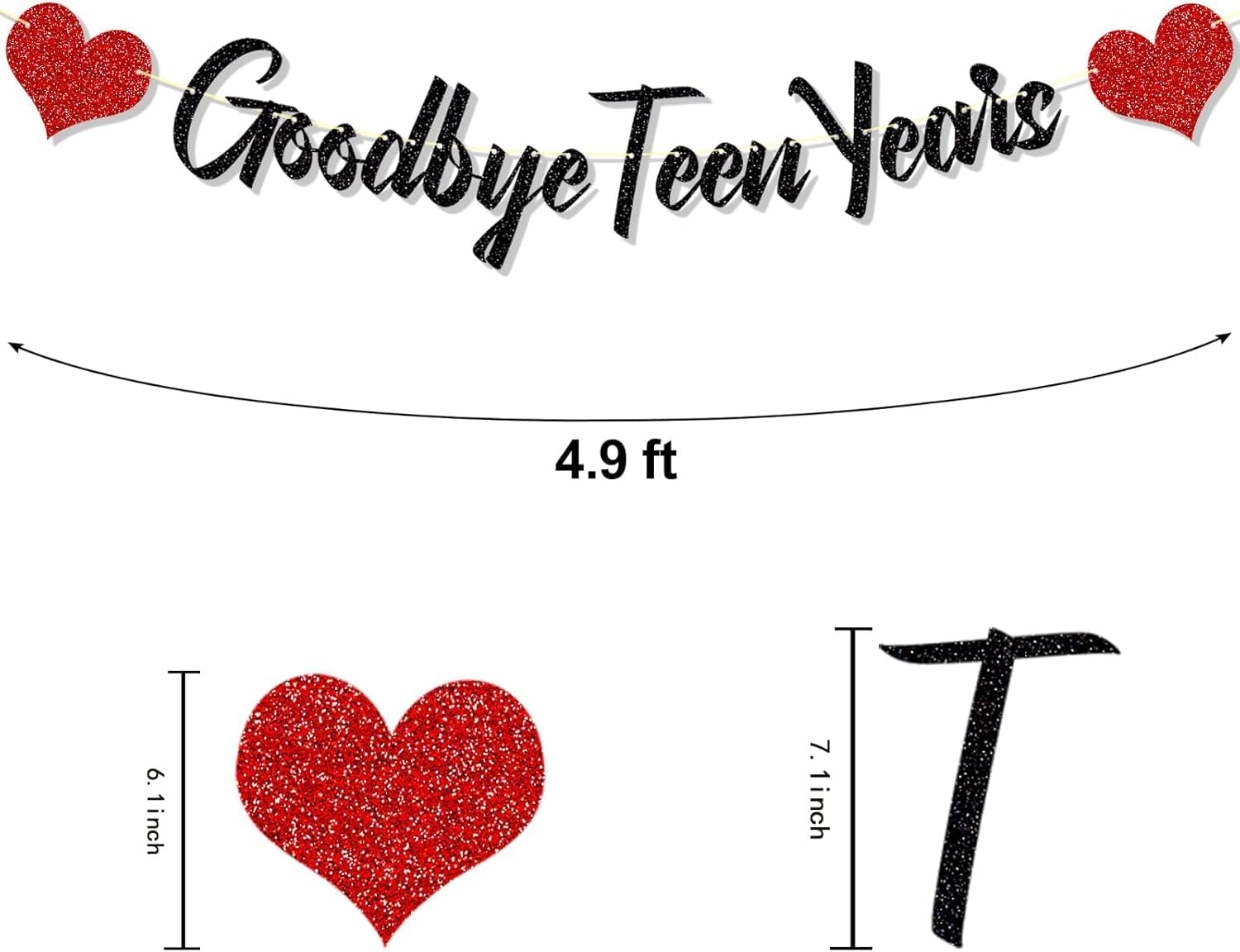 Goodbye Teen Years Banner Glitter 20Th Birthday Decorations, Black 20 & Fabulous Happy 20Th Birthday Party Supplies for Men Women
