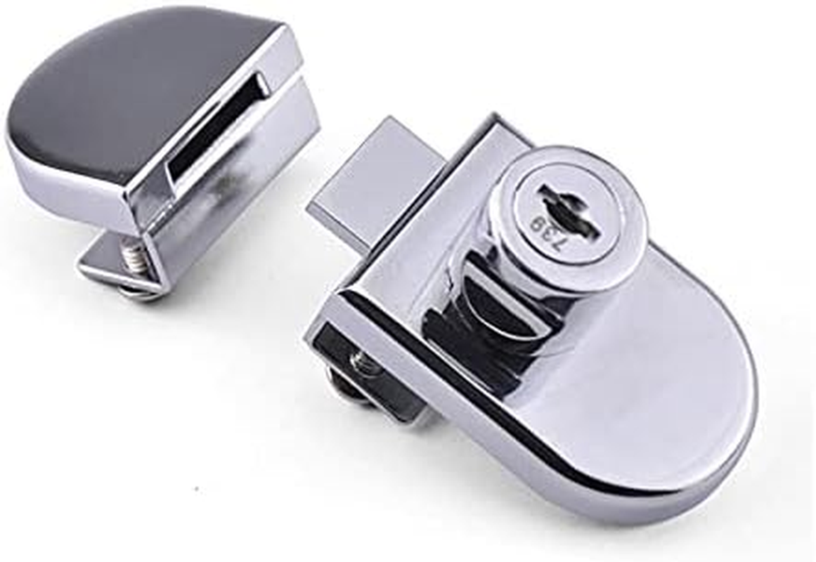 Glass Door Lock, Cabinet Cupboard Lock Double Door Security Lock with Keys for Home Hotel Bathroom Showcase (One for All Keys) image number 2