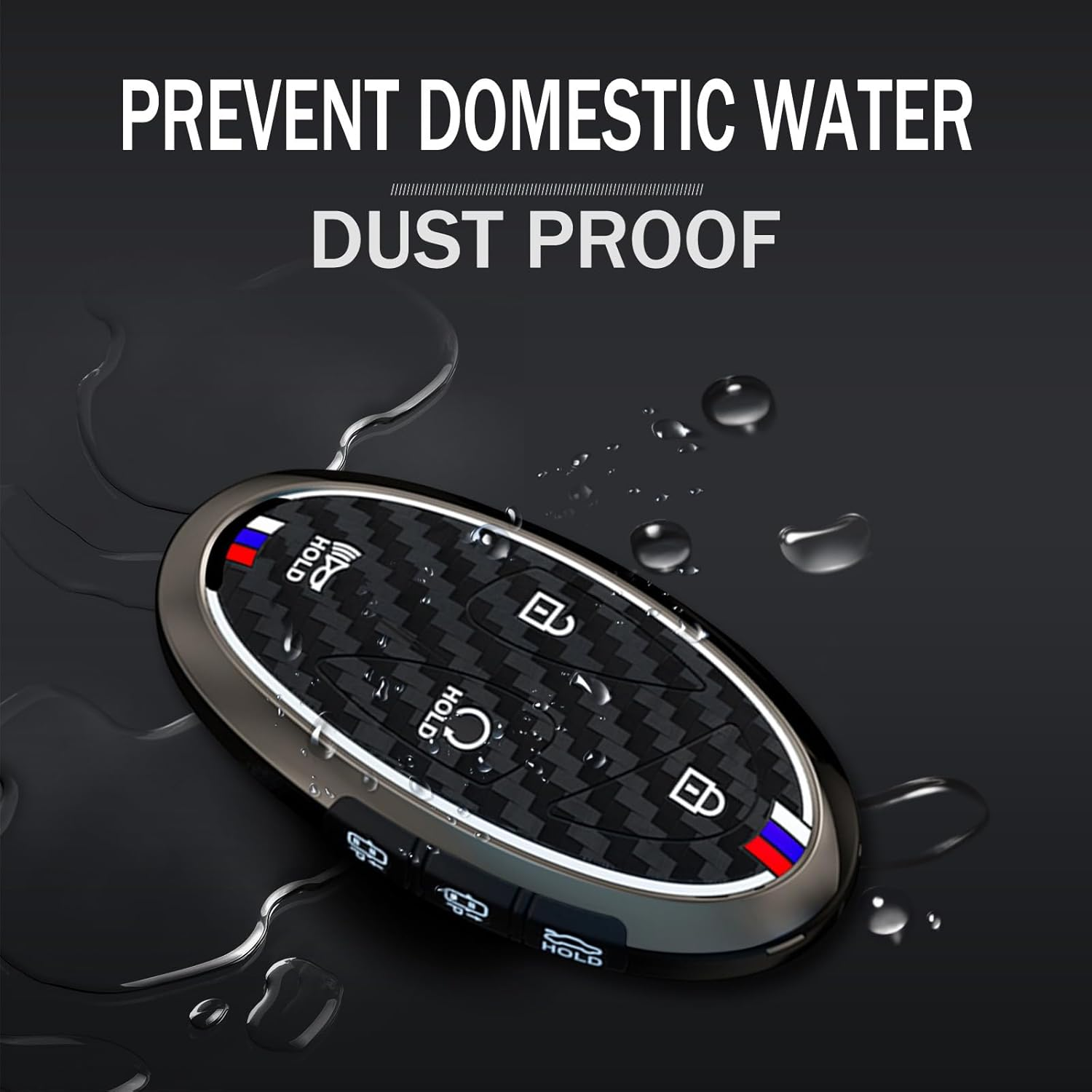 Ontto Luminous Car Key Cover Fit for Hyundai Tucson Kona SX2 EV Ioniq 6 Ioniq 5N Sante Fe Elantra 2023-2025 Metal Smart Shell Case Key Holder Keyring Keychain Styling Accessories 7 Buttons Black - 5 Buttons-Black image number 5