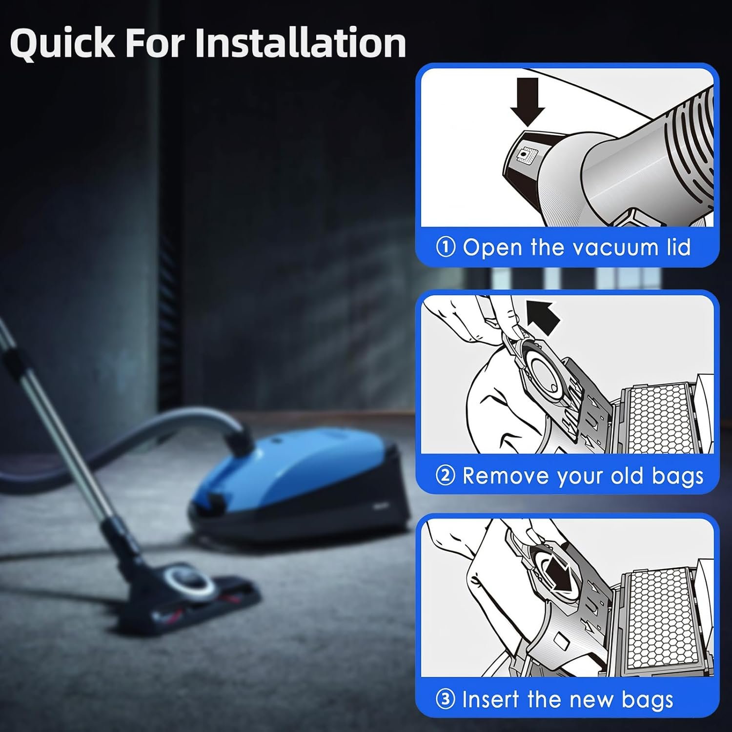 10 Pack 3D Airclean GN Vacuum Cleaner Bags 4 Set Air Filter for Miele Classic C1, Complete C1, Complete C2, Complete C3, S227, S240, S270, S400, S2, S5, S8 Series Canister Vacuum Cleaner(Gn-10) image number 4