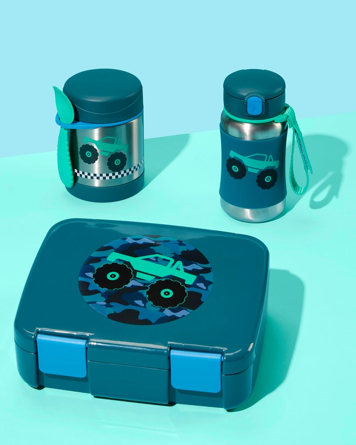 Skip Hop Spark Style Stainless Steel Straw Bottle, Truck, 350 Ml Capacity