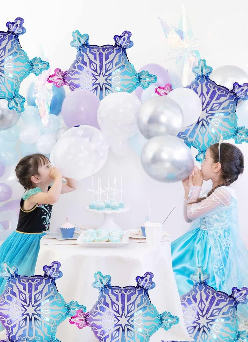 Aluminum Foil Balloons for Wedding Celebration Anniversary Decorations (Blue Assorted Snowflakes)