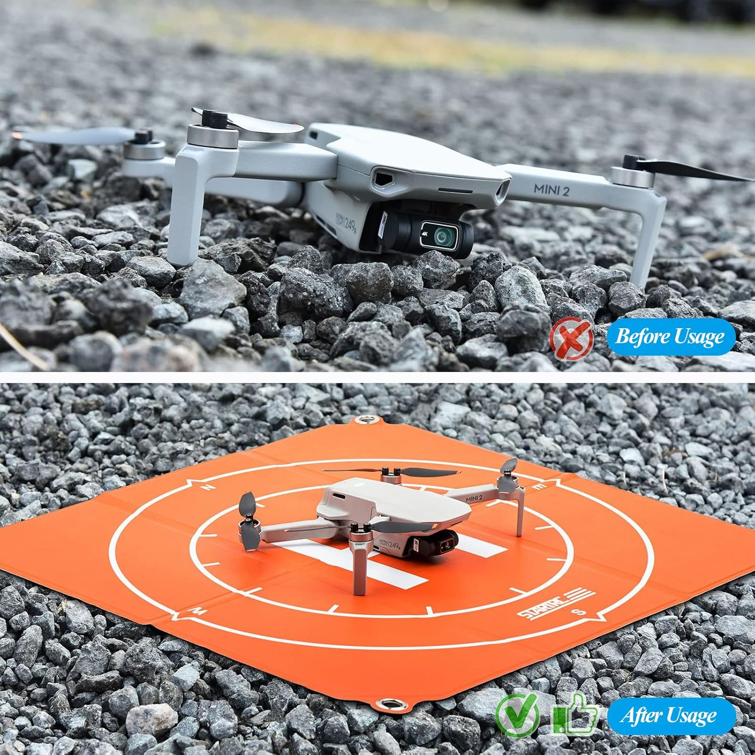 Sazak 50Cm/20Inch Universal Drone Landing Pad Foldable Double-Side Waterproof Helreplacement for DJI Mavic Mini/ Mini2/ Air 2S/ Air 2/ Mavic 2 Pro/Fpv image number 2