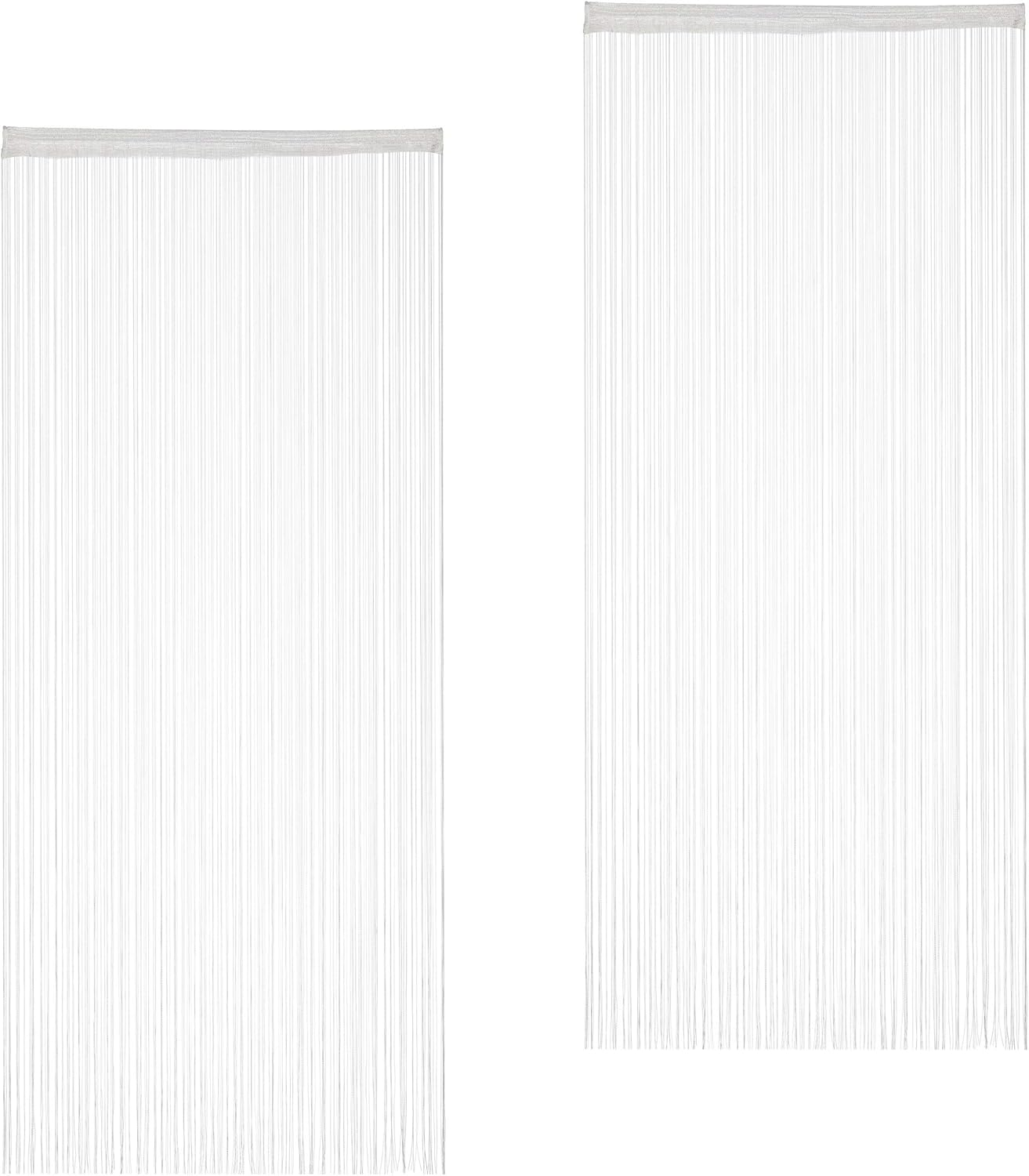 Relaxdays White String Curtains Set of 2, Can Be Shortened, with Eyelet Top for Windows & Doors, Fly Screen, 90X245Cm image number 3