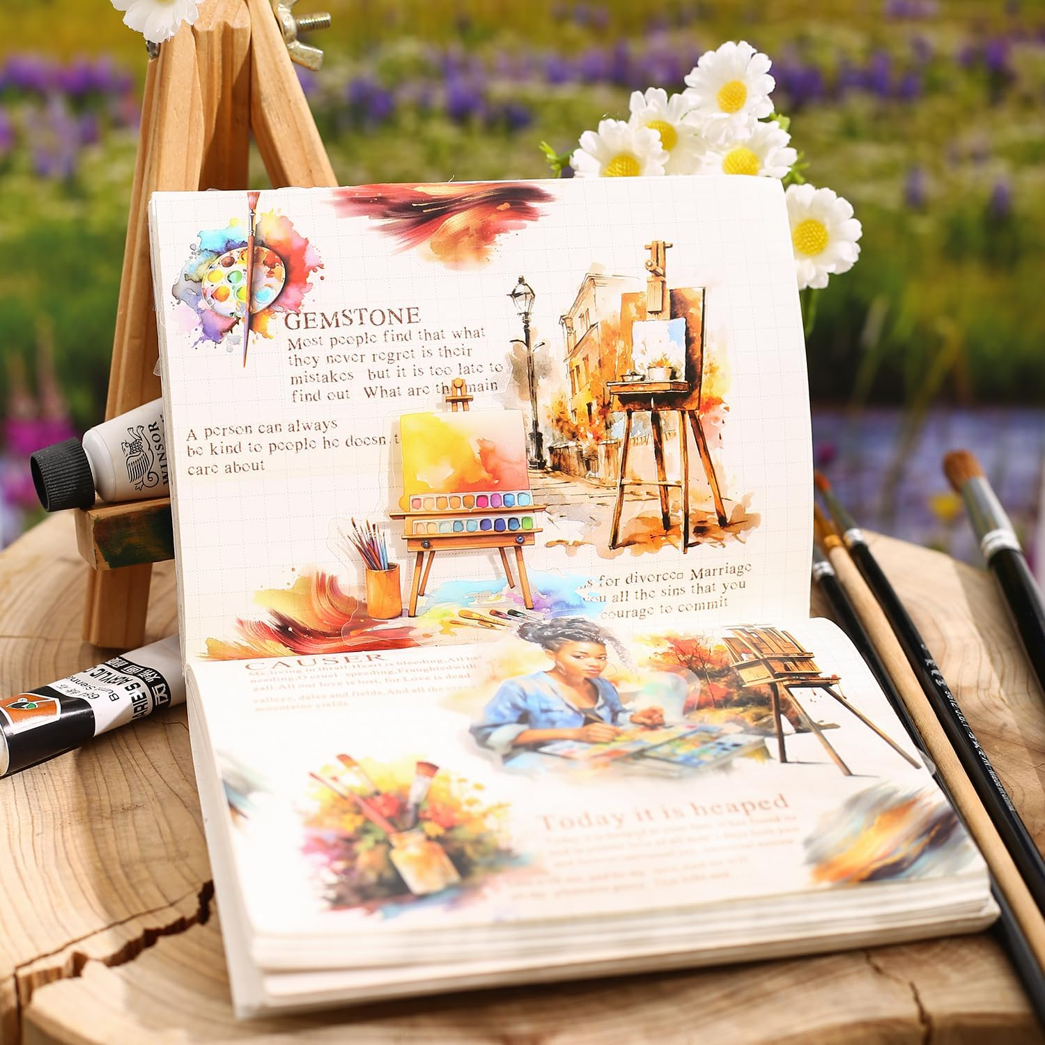 Miyouluna 90 Pcs Lanscape PET Stickers Set, Art-Themed Stickers Supplies for Scrapbooking, Journaling and DIY Crafts image number 4