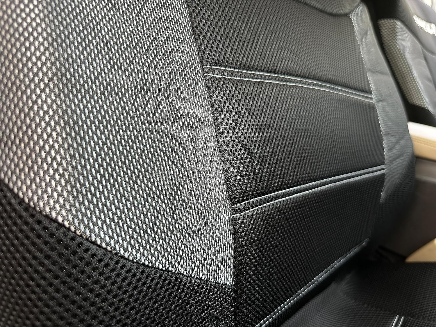 Car Seat Covers for Ford Ranger PX2 PX3 Front Set Metallic Carbon Black Mesh Heavy Duty 2006-2021 Airbag Compatible - Black Full Set image number 2