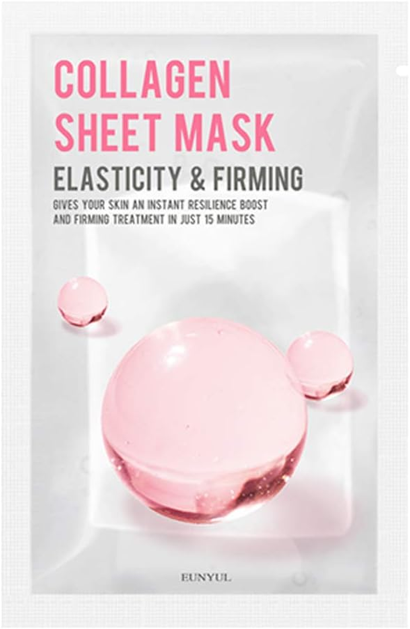 [PACK of 10] EUNYUL Purity Collagen Sheet Mask Pack 22Ml X 10 Pcs Korean Skincare Hydrating & Natural Ingredients for All Skin Types
