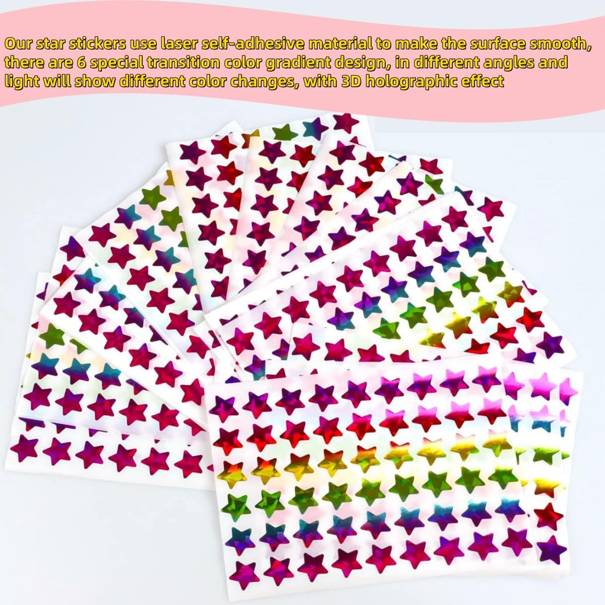 45PCS Holographic Rainbow Little Star Stickers, a Total of 2160 Little,0.6In Star Sticker Crafts Classroom Office Cute Stickers, Reward Stickers to Motivate Sticker Behavior image number 5