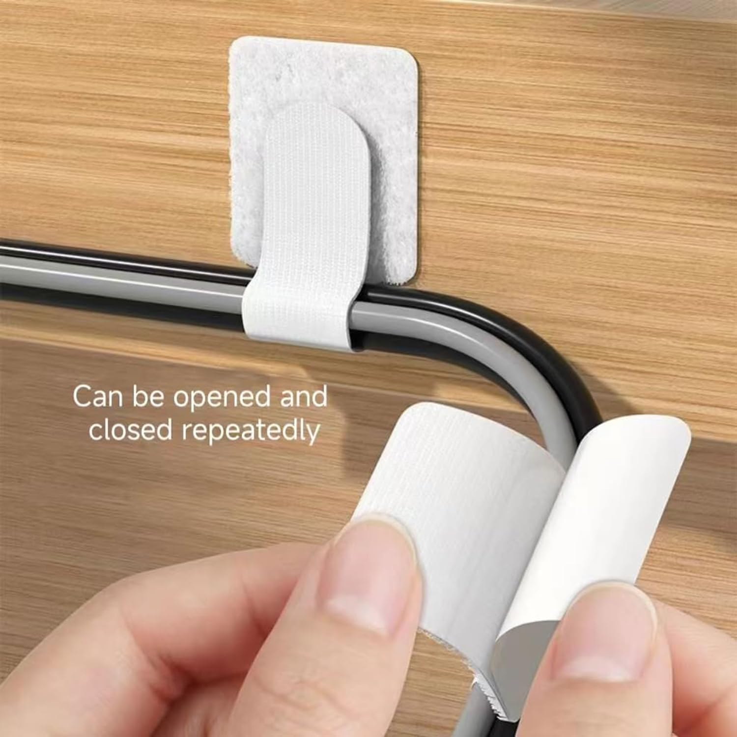 60-Pack Self-Adhesive Cable Ties, Reusable Fastening and Organizing Data Cables.Self-Stick Fastening Cable Straps, Adhesive-Backed Cord Organizers, Cable Straps for Household Office Essentials image number 6