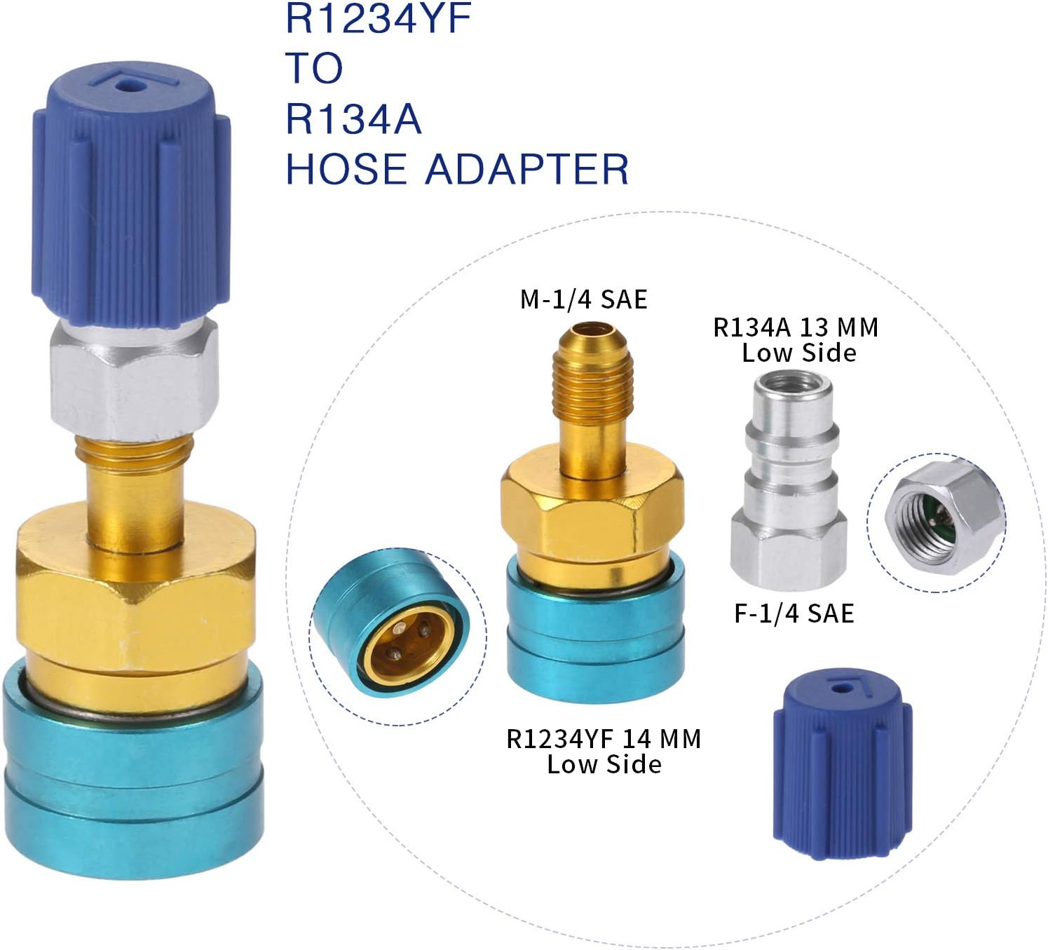 R1234YF to R134A Low Side Quick Coupler, R12 to R134A Hose Adapter Fitting Connector for Car Air-Conditioning AC Charging image number 4
