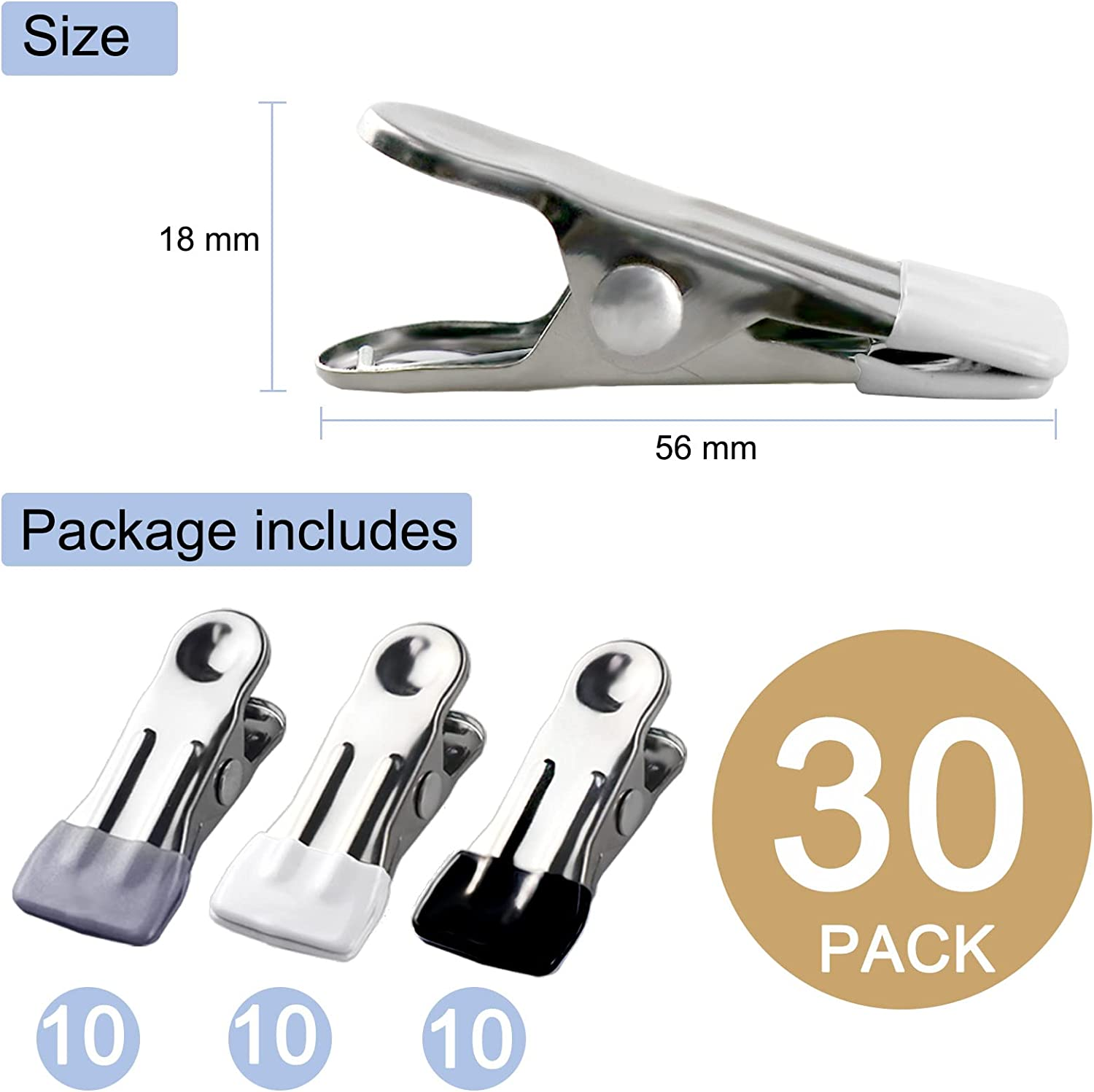 Heavy Duty Clothes Pins for Hanging, Stainless Steel Strong Clips for Crafts, Beach Towel, Kitchen, Fabric, Utility Drying Pegs, Outdoor Clothesline - White image number 6