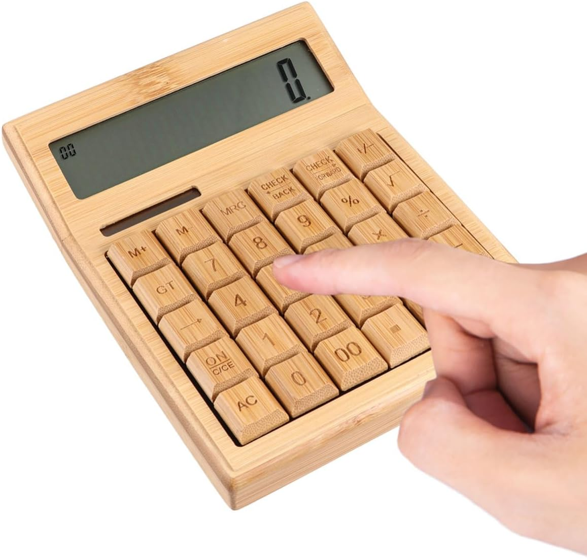 PLAFOPE Solar Bamboo Calculator 29-Key Office Tool Compact Light for and Travel image number 4