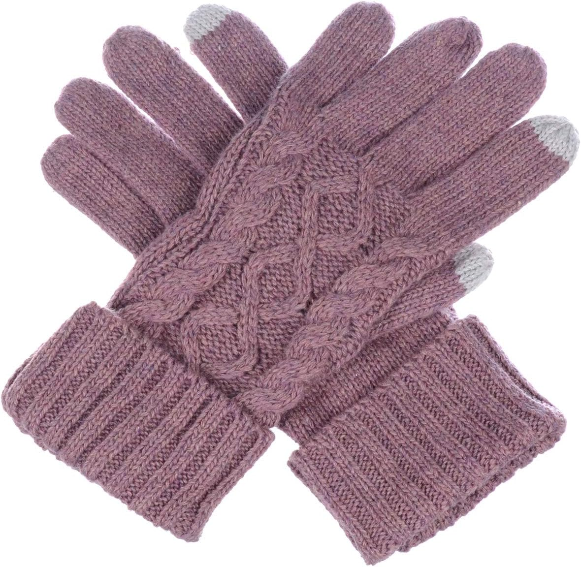 Womens Winter Cable Knit Texting Gloves for All Touchscreen Devices Smartphone Tablet image number 2