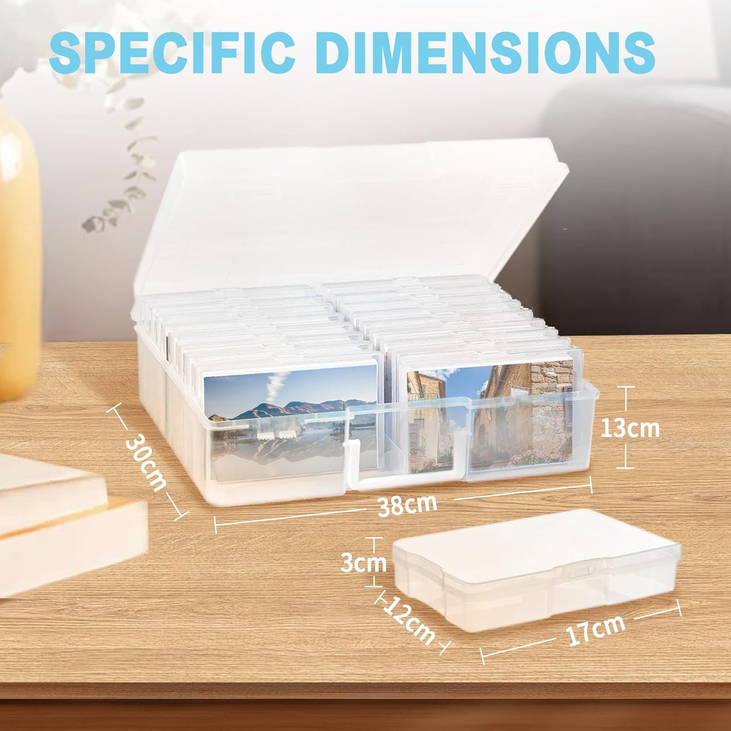 Photo Storage Box 16 Inner Photo Keeper Can Store 4" X 6" Photos Protection and Organization Cards Pictures Stamps Office Supplies Clear Photo Storage Box image number 5