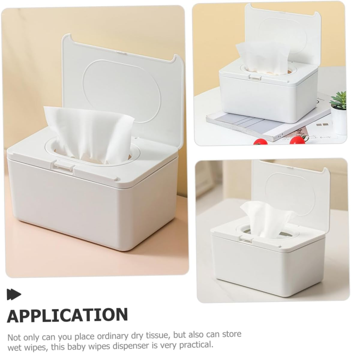 Ciieeo Wipes Dispenser Tissue Box Cover Plastic Wipe Holder Refillable Storage Case Portable for Home and Travel White image number 5
