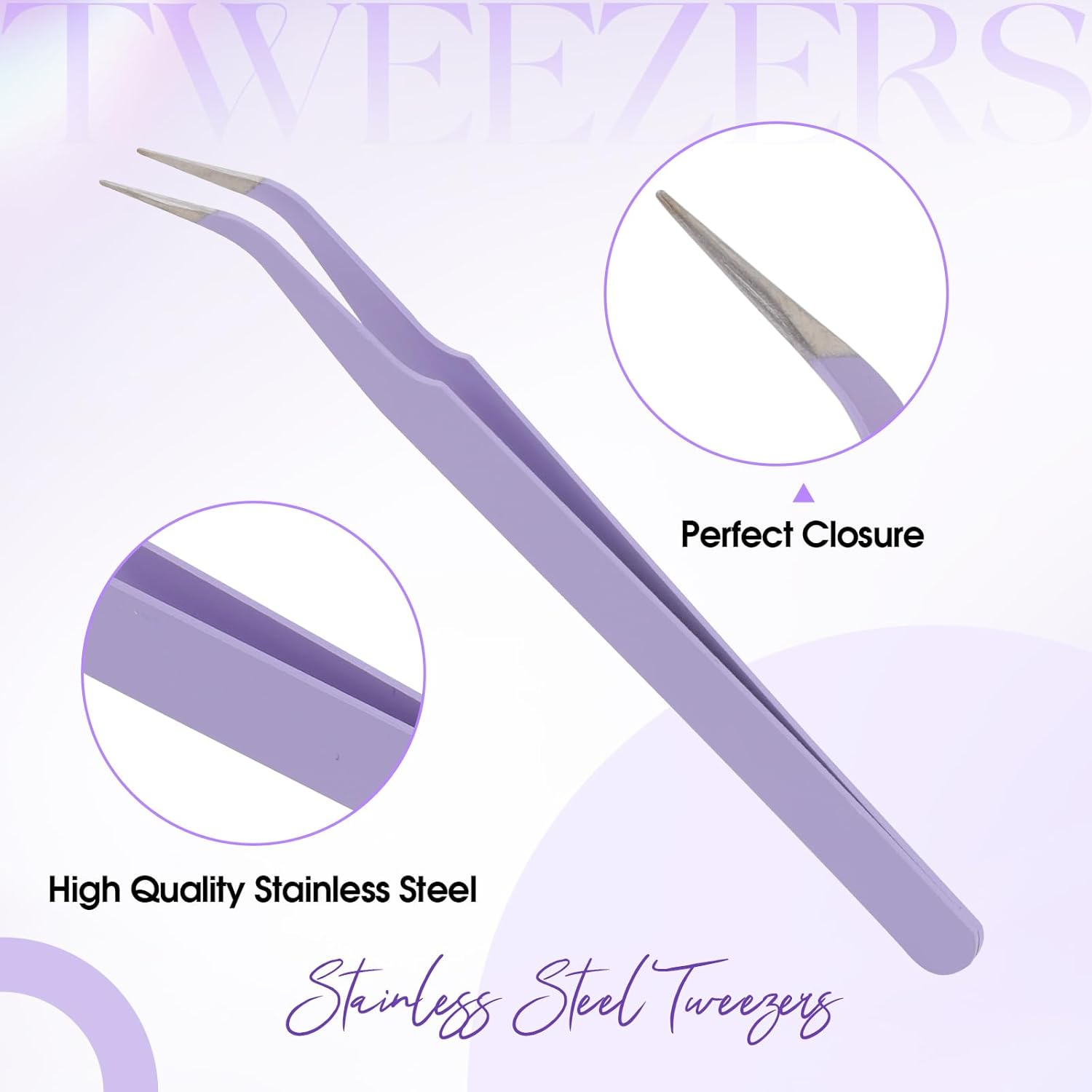 WENDY Lash Tweezers for Eyelash Extensions, Precision Fiber Stainless Steel Lash Applicator Tool for False Eyelashes, Precision Fiber Mega Volume Lash-Tweezers Use at Home image number 1