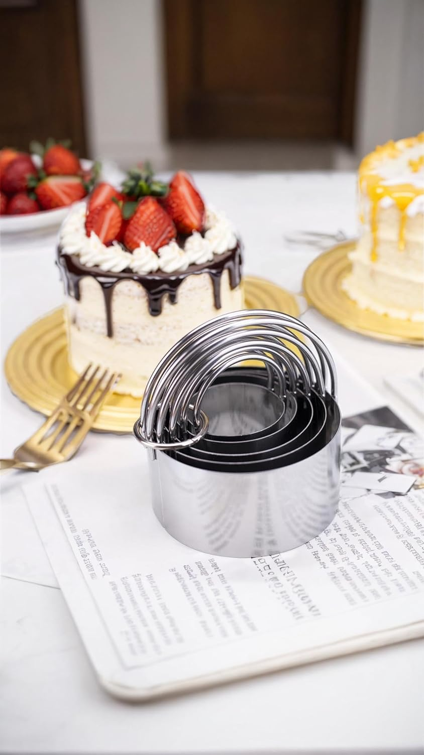 Stainless Steel Circle Biscuit Cutter Set - Professional round Cookies Mold with Ring Handle for Baking, Pastry, and Doughnut Creations image number 4