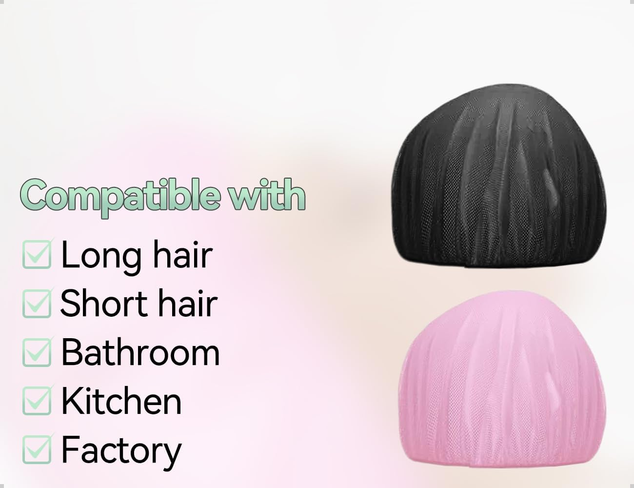 AOYEGIC Pack of 2 Hair Nets, Breathable Drying Caps, Adjustable Hair Nets, Mesh Night Sleeping Cap, Used for Boys Girls, Home, Work (Pink and Black) image number 4