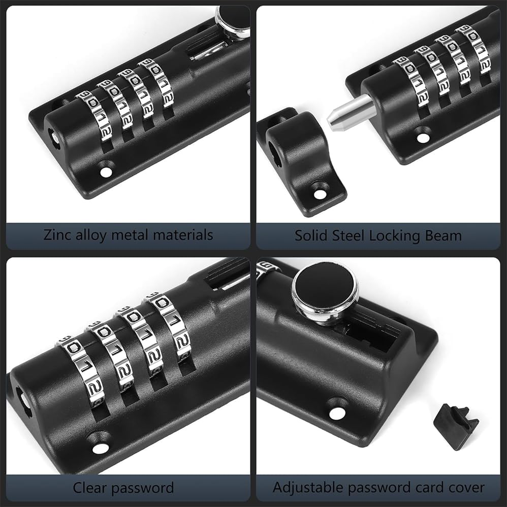 Outdoor Fence Specific Bolt Password Lock, Made of Zinc Alloy Material, Waterproof, Rust Proof, Anti-Theft, with 6 Anti-Theft Screw Locks, Also Suitable for Wardrobes