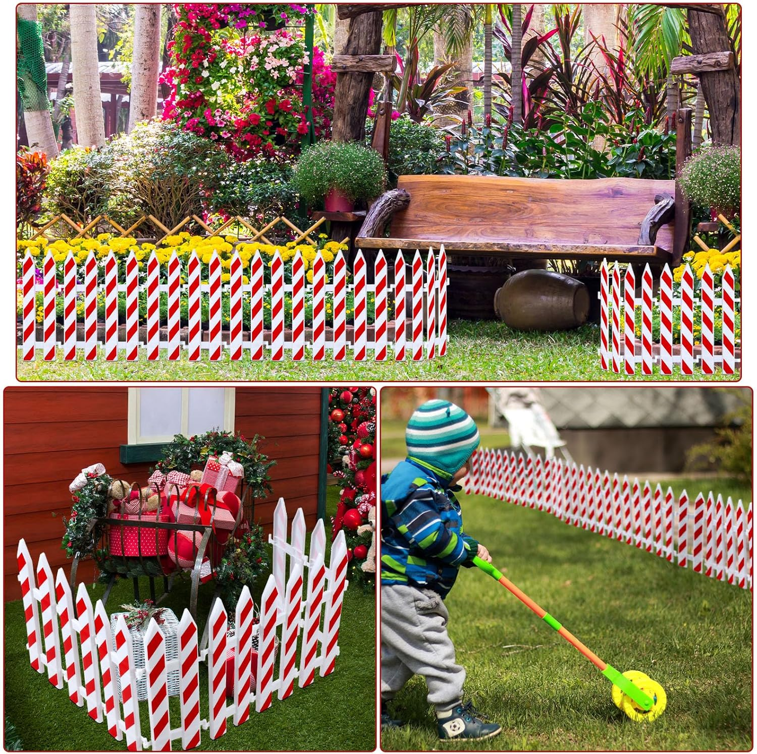 Soaoo 36 Pcs Christmas Tree Gate Christmas Tree Fences Decoration Candy Cane Picket Fence Cat Proof Indoor Garden Decoration Fence for Holiday Party Office Home Decor image number 4