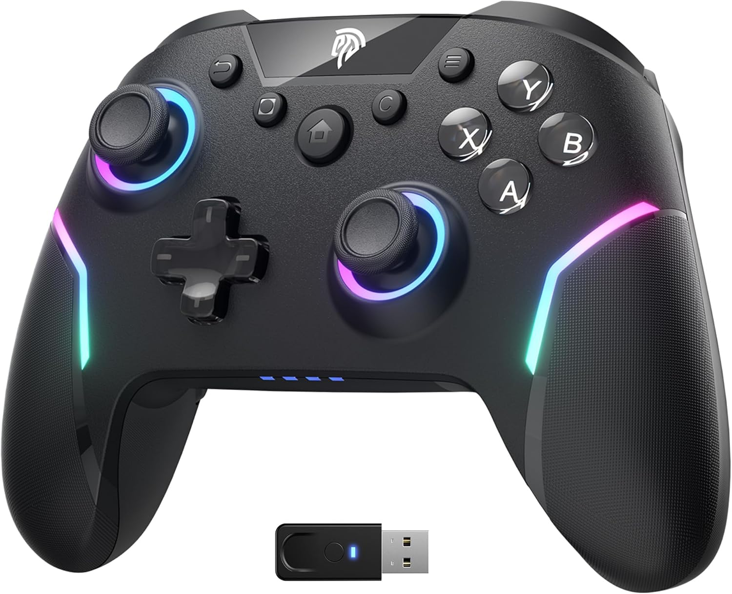 Easysmx X20 Wireless Gaming Controller with RGB Backlit, 2-Stage Hall Effect Sticks, 1000Hz Polling Rate, 6-Axis Gyro on Multi-Platform, Mech Buttons- Compatible with Pc/Switch/Steam/Android