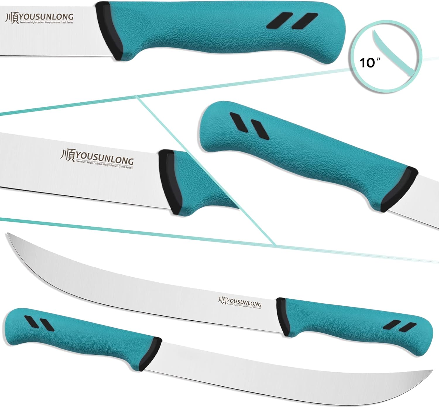 YOUSUNLONG Cimeter Butcher Knife 10"(255Mm) Curved Knife - Premium High-Carbon Molybdenum Steel Blade - Butcher'S Meat Knife - Ergonomic & Non-Slip Handle image number 2