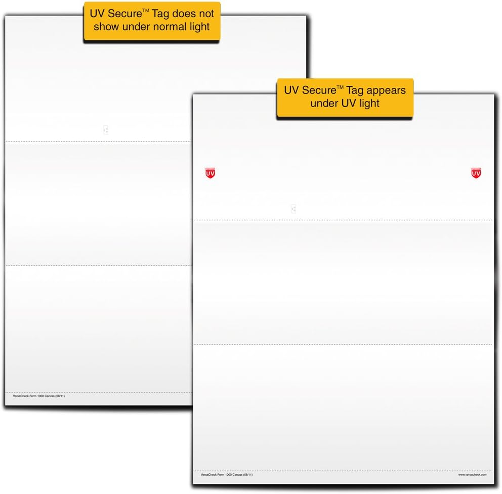UV Secure Check Paper- Blank Check Stock - Business Check on Top, Canvas, 55 Count image number 4
