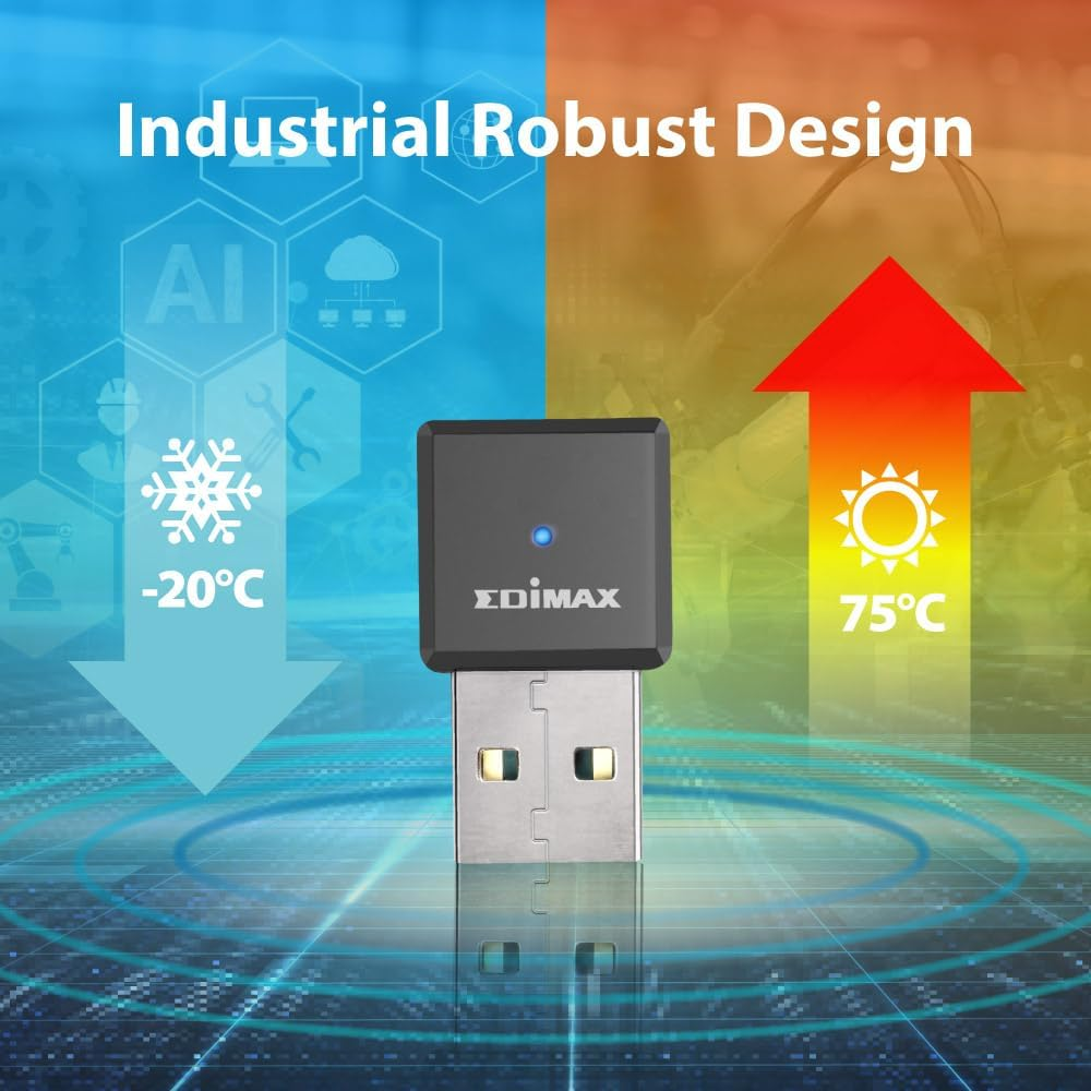 Edimax Wi-Fi 5 802.11Ac Industrial Grade AC650 Dual-Band Wireless Networking USB Adapter for PC and Embedded Systems, Windows, Linux, Extreme Temperature Tolerance -4F to 167F, IEW-7811UTC image number 4