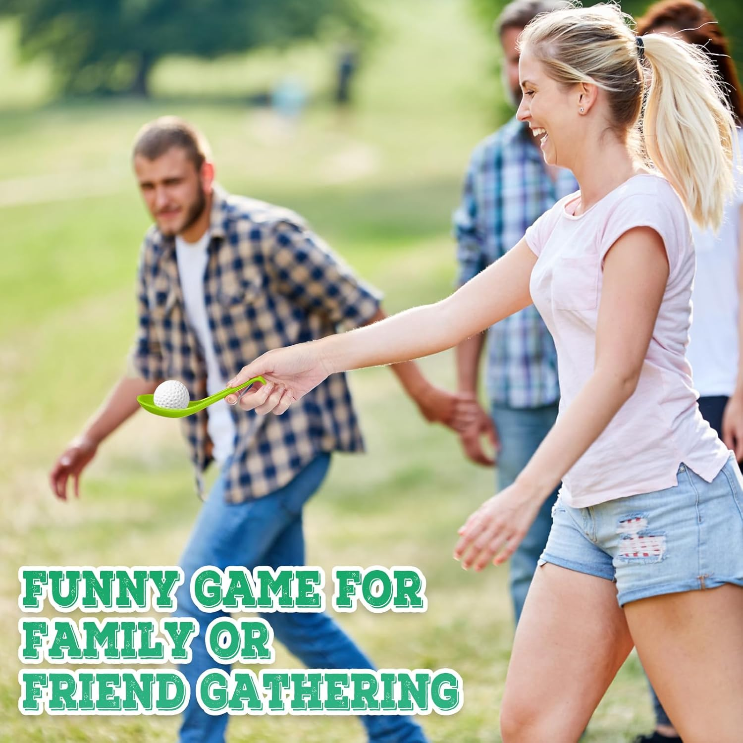 Pullcrease 12 Pack Golf Theme Party Spoon Relay Race Toy Set for Teens Adults, Mini Foam Golf Ball and Spoon Race Game for Sports School Birthday Party Indoor Outdoor Supplies Favors image number 1