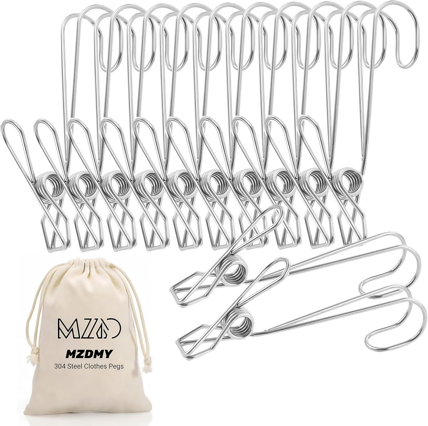 30 Pcs Clothes Pegs，3.74In Stainless Steel Metal Long Tail Clip with Hooks, Durable Hanging Clips，Heavy Duty Multifunctional Hangers Use for Display Storage Items(30 PCS)