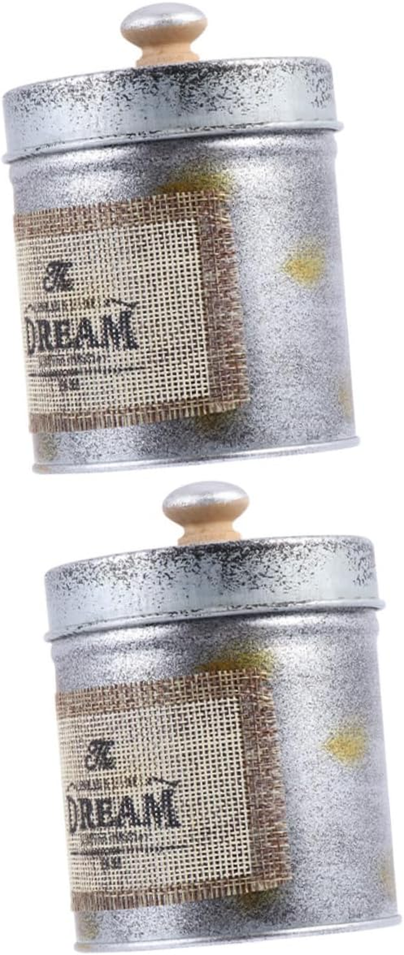 CIYODO 2Pcs Antique Iron Storage Jar Retro Kitchen Canister Desktop Organizer Home Container Jars for Pantry Storage image number 2