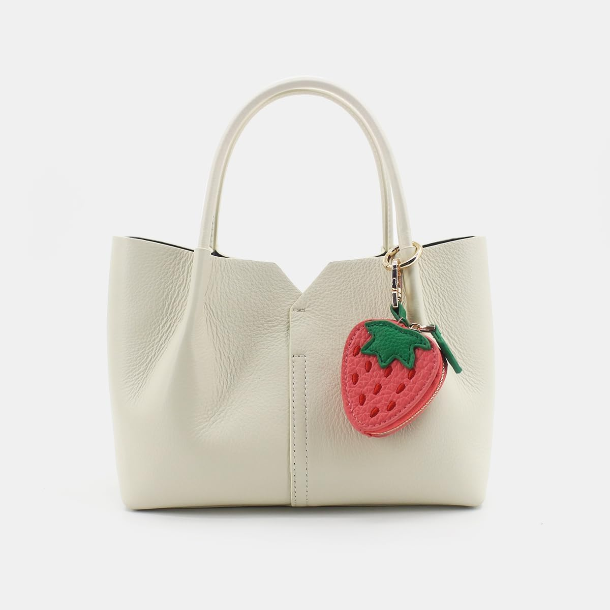Strawberry Coin Bag with Charm, Cute Mini Purse Keyring Gift for Girls Women image number 5