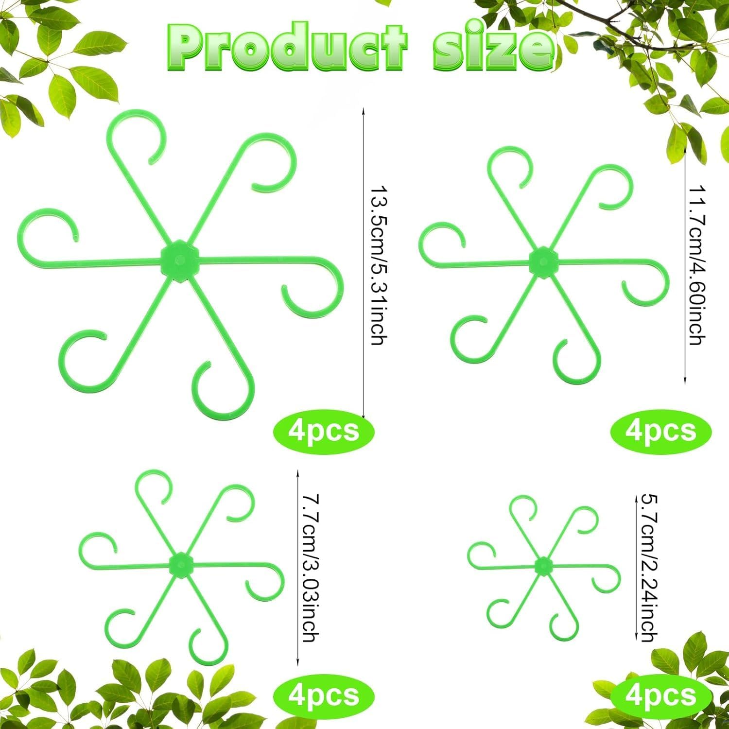 Plant Support Stakes, 16 Piece 4 Sizes Green Plastic Climbing Stem Holders Indoor Plant Trellis Support for Flowers, Flower Plant Stem Hook Stakes Trellis Climbing Indoor Plant Stem Supports Rack image number 3