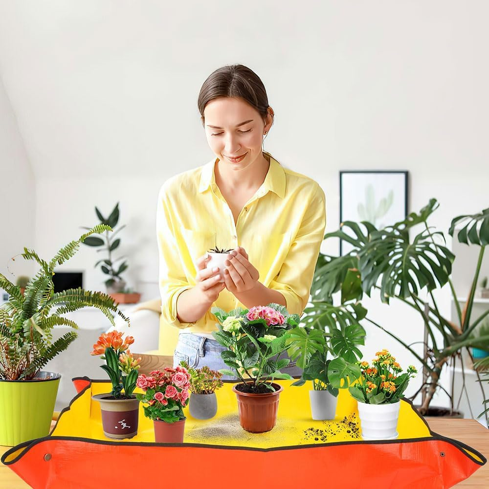 Repotting Mat for Indoor 26 * 26 Inch Plants Potting Mat Garden Tool Set Gardening Gifts Indoor Plant Tools Plant Mats for Repotting Garden Supplies Gardening Set Indoor Gardening System 2Pcs - Green image number 2