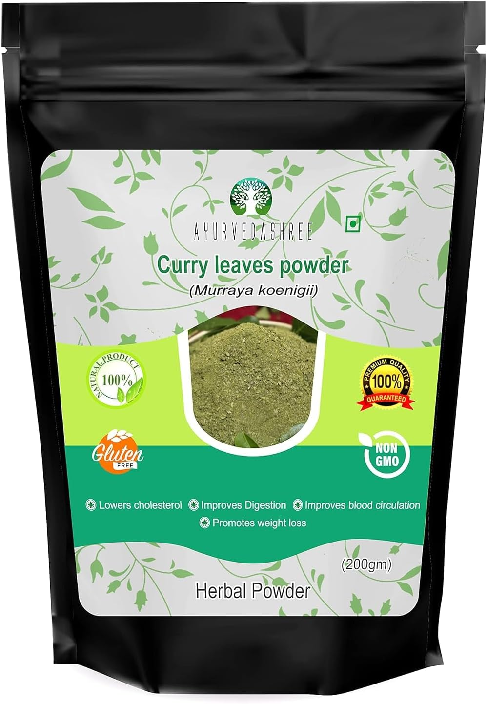 AYURVEDASHREE Curry Leaf Powder 200 Gm | Promotes Hair Growth | Hair Volume | Thicker Hair | Murraya Koenigii | Natural & Food Grade image number 5