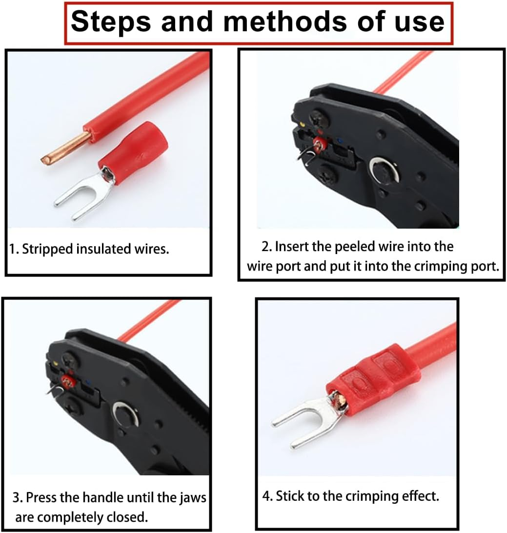 HUAZIZ 290 Pieces Fork Spade Cable Lugs Set, Crimp Connector Set, Insulated Electrical Connector Clamp image number 3