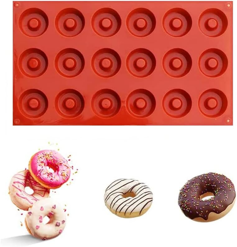 YMPEKA Donut Mold Silicone for Baking Mini Donut Pan 18 Cavity Doughnut Baking Mold Tray BPA Free and Dishwasher Safe, Non-Stick Silicone Baking Pan for Making Muffin Cakes, Tart, Bread image number 1