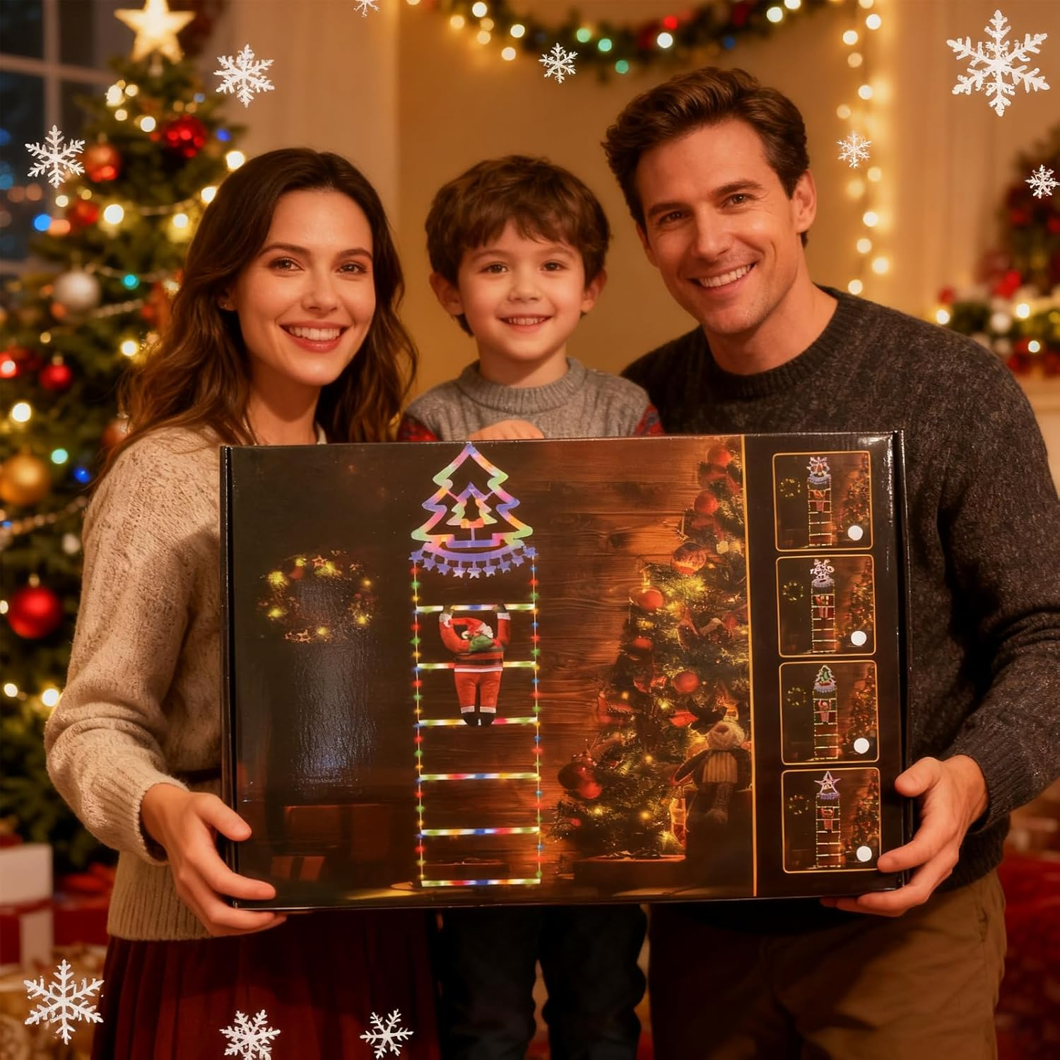 Quintrost LED Santa Claus Ladder Fairy Lights, 1.8 M Ladder Christmas Fairy Lights, Battery Operated, 8 Modes Christmas Lighting for Indoor Outdoor Christmas Tree Window Balcony Christmas Decoration image number 4