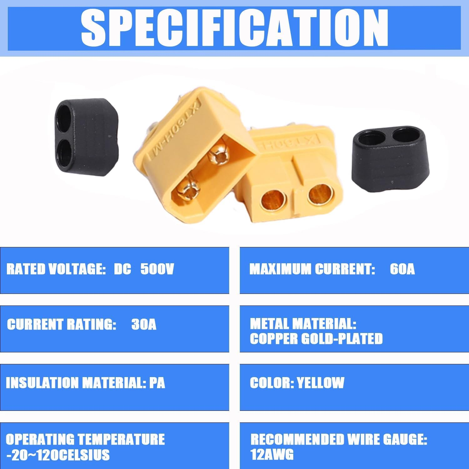 XT60H Connectors (XT60 Upgraded) Male Female Plug Sheath with Sheath 10 Pairs image number 1