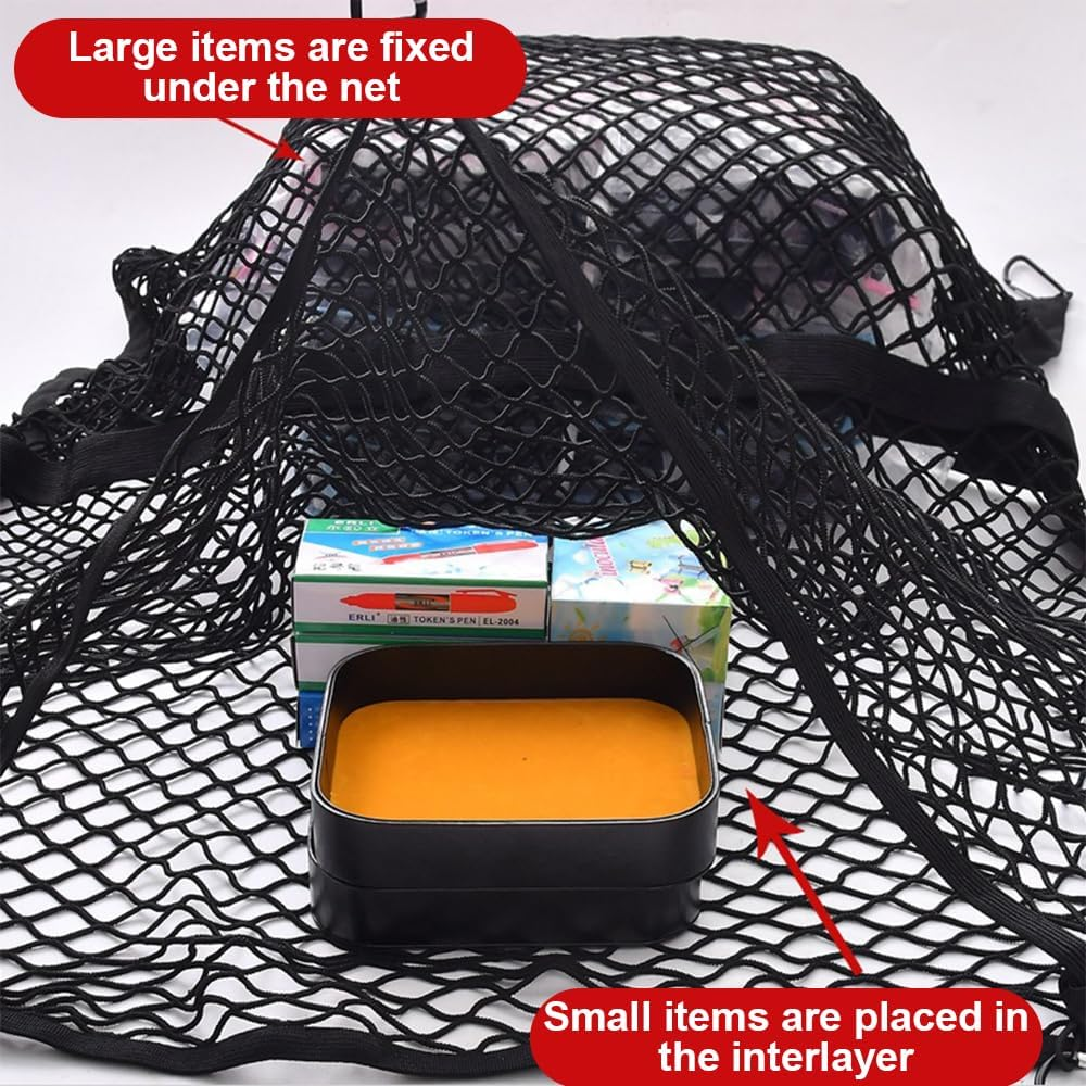 Truck Bed Netting, Cargo Net with Hooks for Pickup Truck Bed, Stretchable Bungee Net Organizer, Cargo Fixing Net Bag, Mesh Organizer for Pickup Trunk Bed for Secure Load and Storage