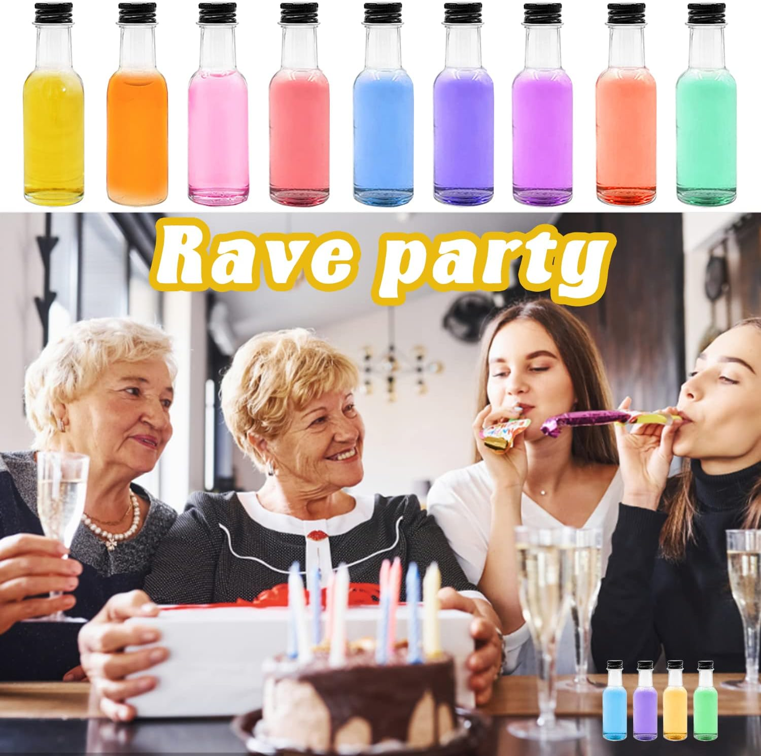 Qiuttnqn Mini Liquor Bottles,50 Pack Empty Spirit Bottles with Black Cap,1Oz/30Ml Alcohol 20 Funnels,Miniature for Weddings,Party Favors