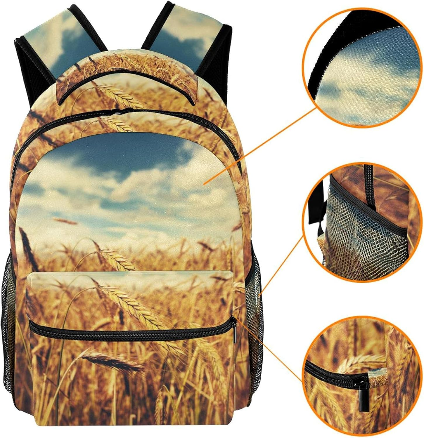 Sunny Wheat Field Backpack Students Shoulder Bags Travel Bag College School Tote Backpacks image number 5