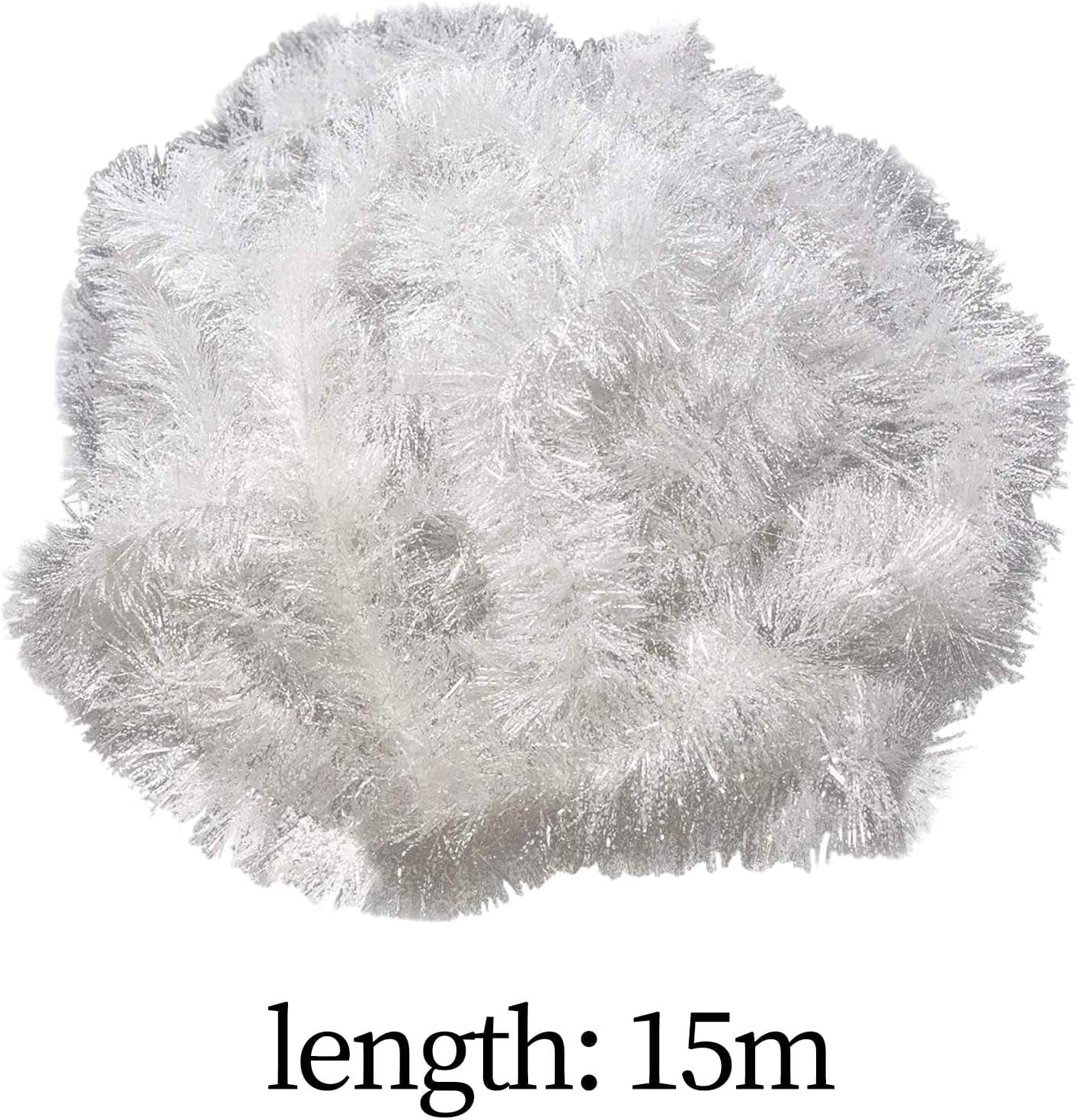 TENOL Glitter Tinsel Wire Christmas Ribbon Christmas White Tinsel Artificial Christmas Garland for Xmas Mantle Events Party Outdoor