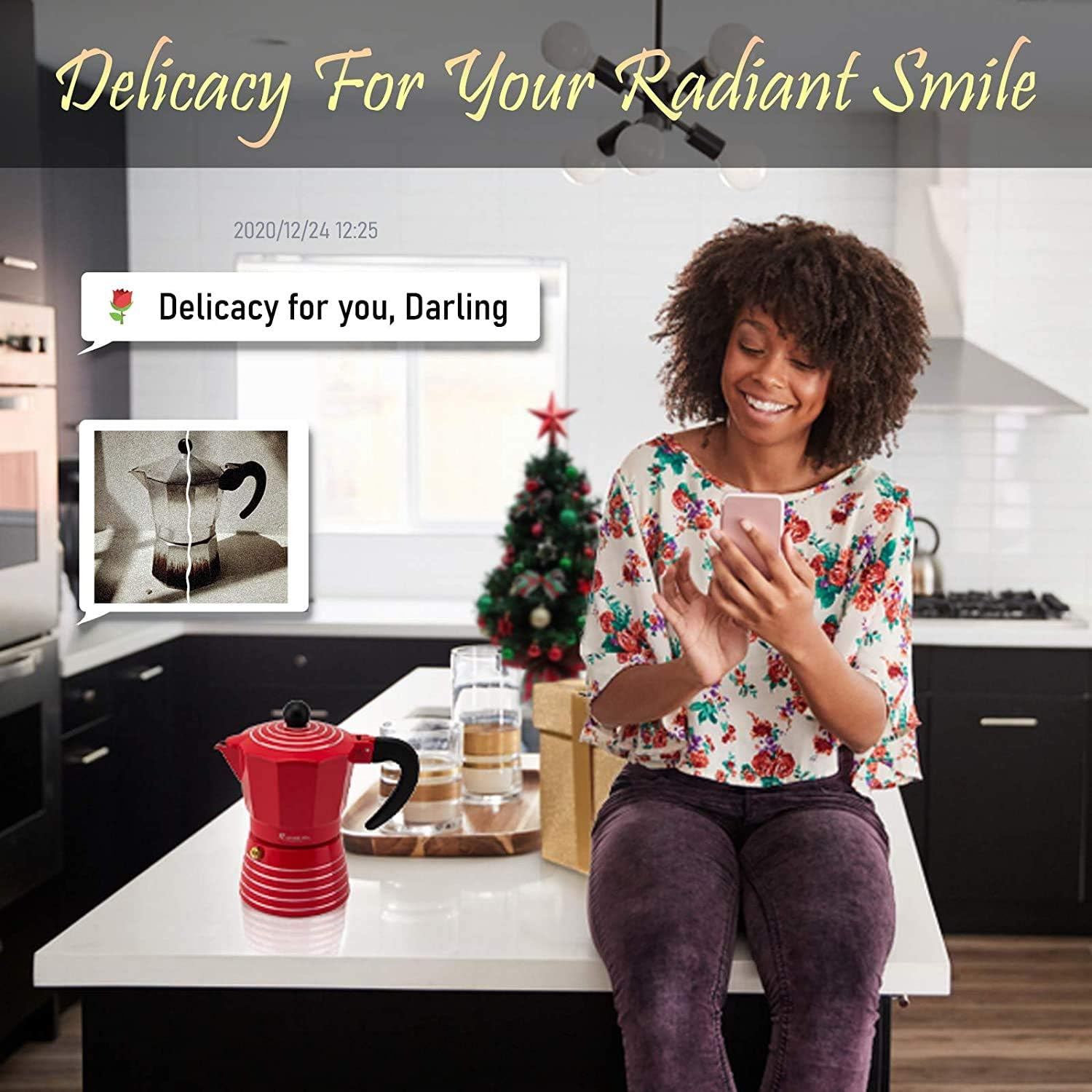 RAINBEAN Stovetop Espresso Maker 6 Cup Moka Pot,Italian Cuban Greca Coffee Maker,Aluminum Durable and Easy to Use & Clean,300Ml Red - Black image number 5