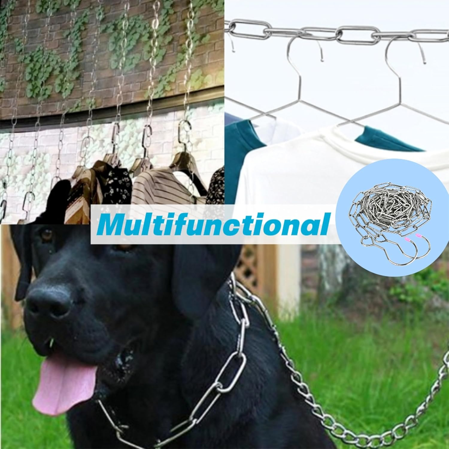 201 Stainless Steel Clothesline, Portable Heavy Duty, Double Hooks, Indoor Outdoor Use image number 3