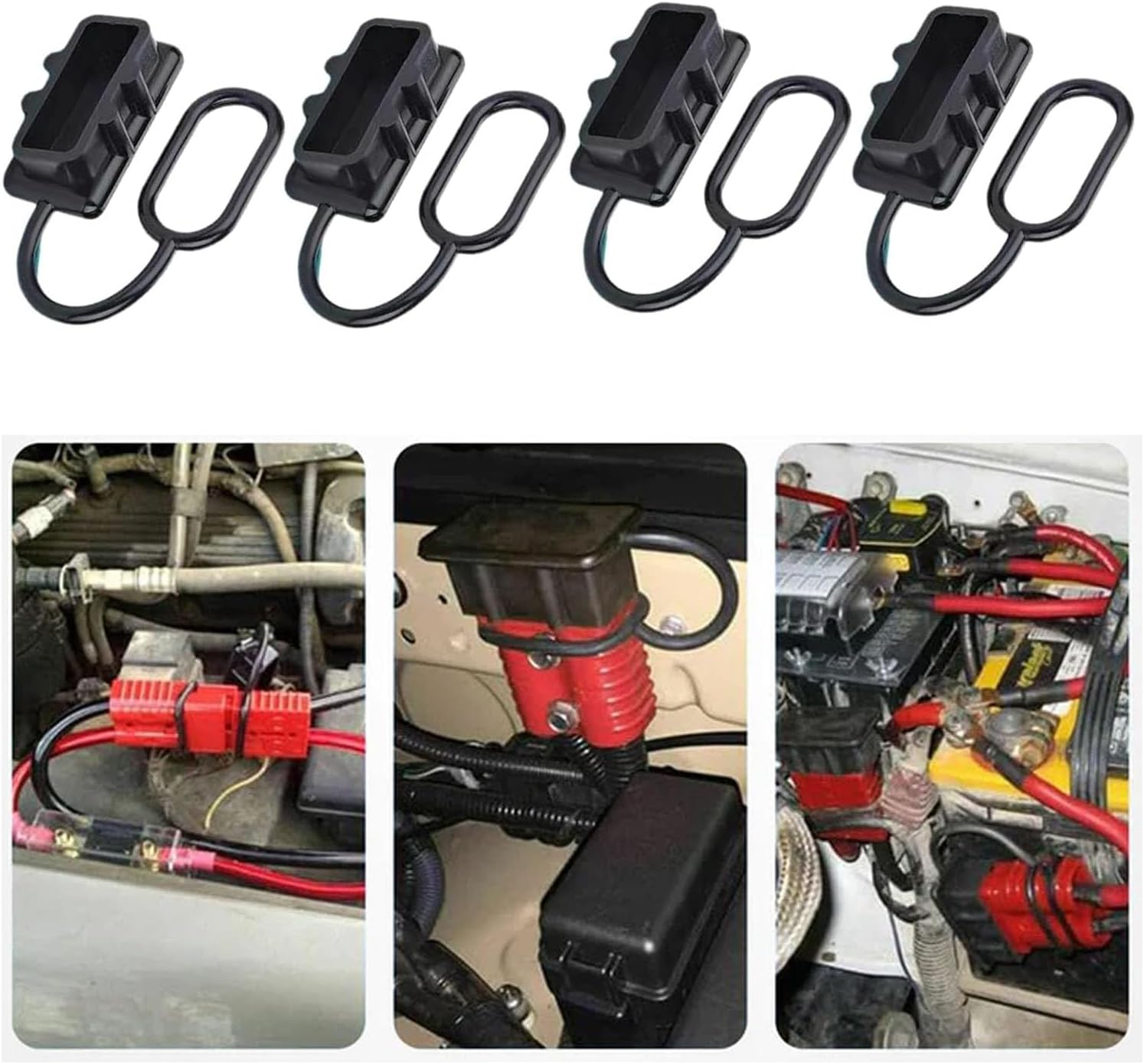 Battery Dust Cover, 4 Pcs 50AMP Battery Dust Cover Anderson Plug Cover Connector Dust Cover Dustproof Waterproof Plug Cover Connector Cover Rubber Cover Plug Connector Protective End Cap image number 5