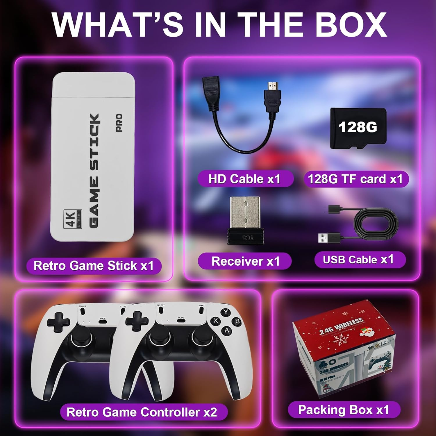 2025 Upgraded Retro Game Stick, 4K HDMI Classic Video Games, Built-In 23 Emulators, 40000+ Games, Plug and Play Video Gaming Stick with Upgrade Dual Controllers image number 6